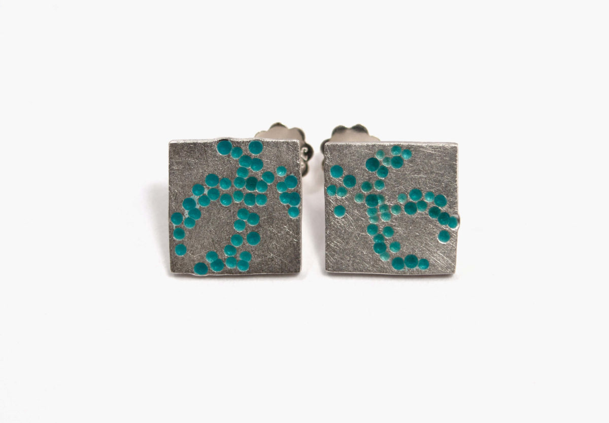 Ohrstecker, Sterlingsilber, Silber, Emaille Email, Feueremail, goldschmieden, emaillieren, Schmuckdesign